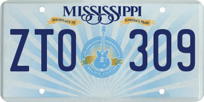MS license plate ZTO309