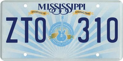 MS license plate ZTO310
