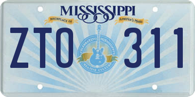 MS license plate ZTO311