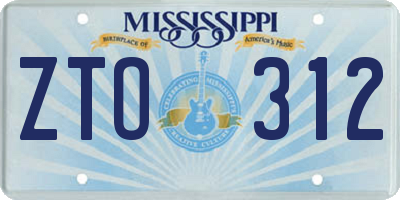 MS license plate ZTO312