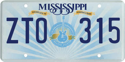 MS license plate ZTO315