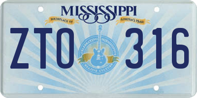 MS license plate ZTO316