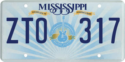 MS license plate ZTO317
