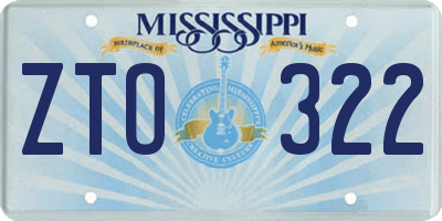MS license plate ZTO322