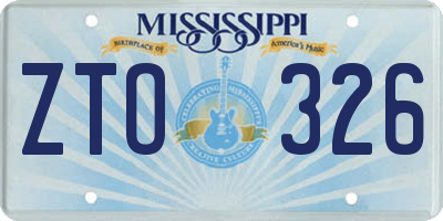 MS license plate ZTO326
