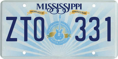 MS license plate ZTO331