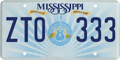 MS license plate ZTO333