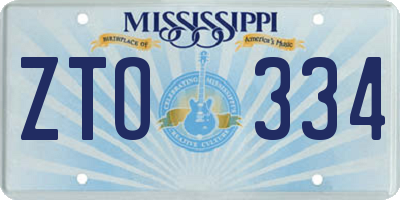 MS license plate ZTO334
