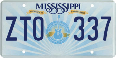 MS license plate ZTO337