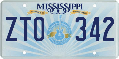 MS license plate ZTO342