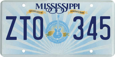 MS license plate ZTO345