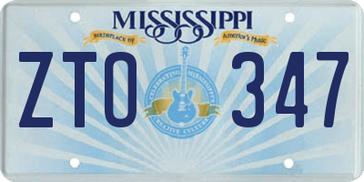 MS license plate ZTO347