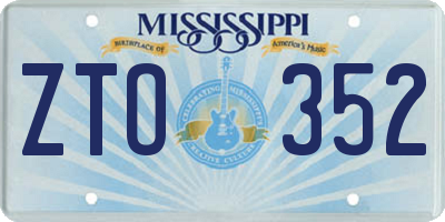 MS license plate ZTO352