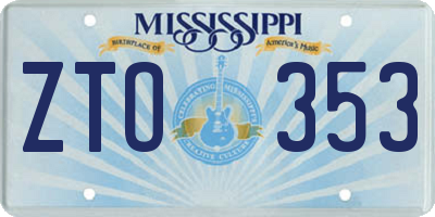 MS license plate ZTO353