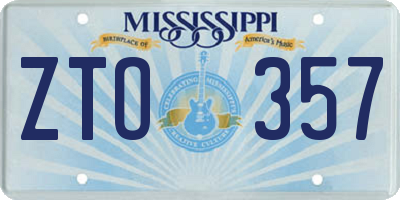 MS license plate ZTO357