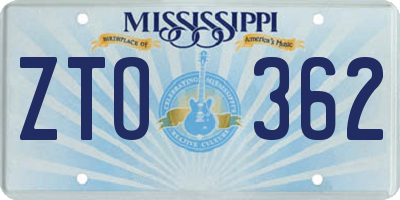 MS license plate ZTO362