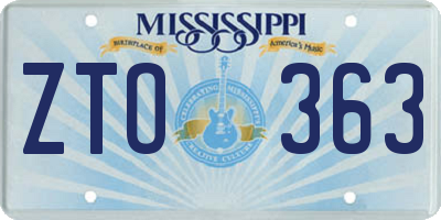 MS license plate ZTO363