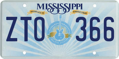 MS license plate ZTO366