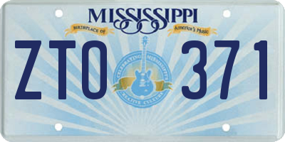 MS license plate ZTO371