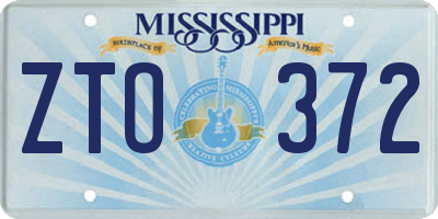 MS license plate ZTO372