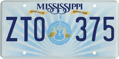 MS license plate ZTO375