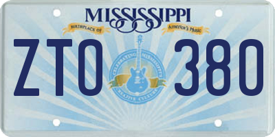MS license plate ZTO380
