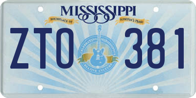 MS license plate ZTO381