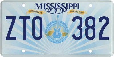 MS license plate ZTO382