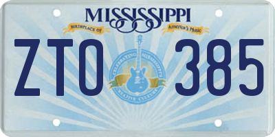 MS license plate ZTO385