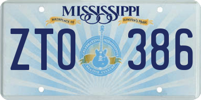 MS license plate ZTO386