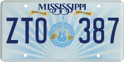 MS license plate ZTO387