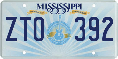 MS license plate ZTO392