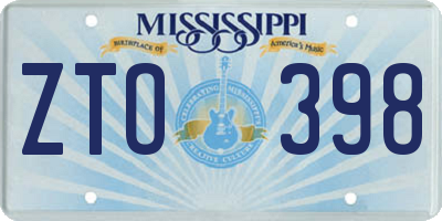 MS license plate ZTO398