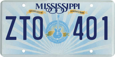 MS license plate ZTO401