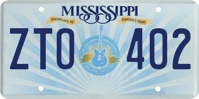 MS license plate ZTO402
