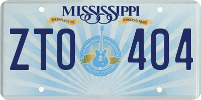 MS license plate ZTO404