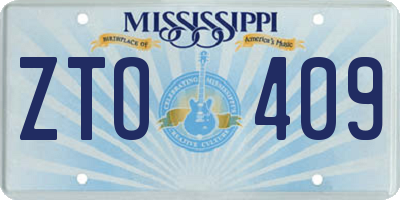 MS license plate ZTO409