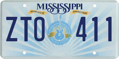 MS license plate ZTO411