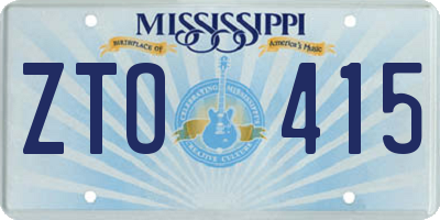 MS license plate ZTO415