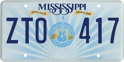 MS license plate ZTO417