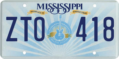 MS license plate ZTO418
