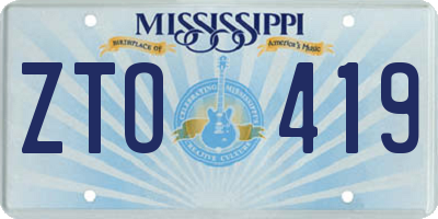 MS license plate ZTO419