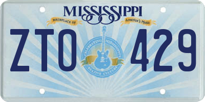 MS license plate ZTO429