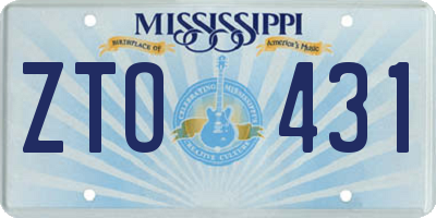 MS license plate ZTO431
