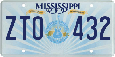 MS license plate ZTO432