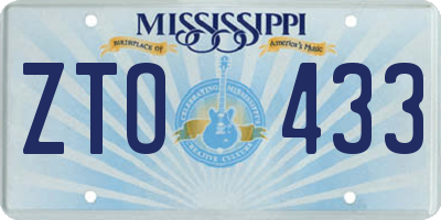 MS license plate ZTO433