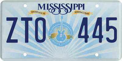 MS license plate ZTO445