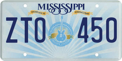 MS license plate ZTO450