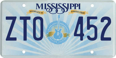 MS license plate ZTO452