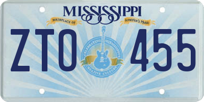 MS license plate ZTO455